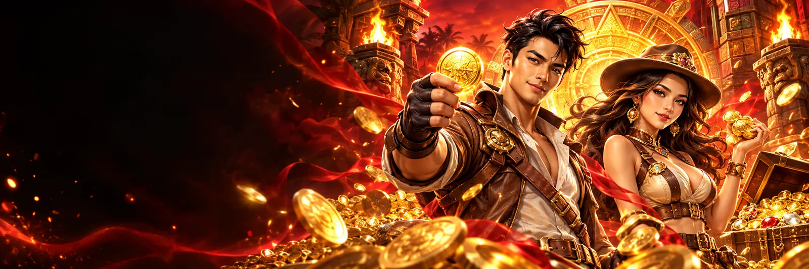 Original casino adventurers with gold coins